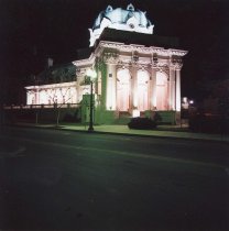 Library exterior, night